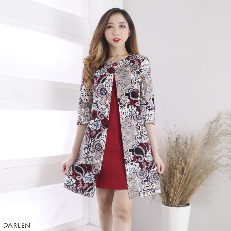 DARLEN DRESS STANDAR,JUMBO , L &amp; SUPER JUMBO - Dress Batik  Wanita Terusan Wanita