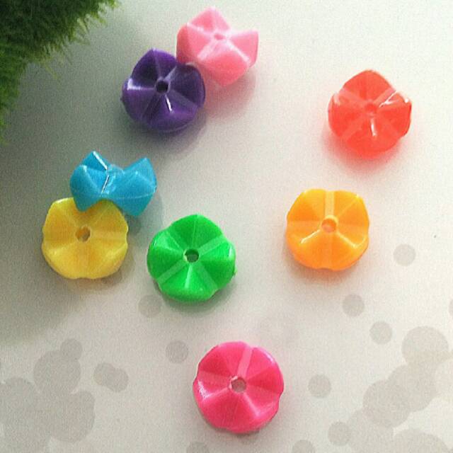 Manik - Manik / Mote Akrilik Doff Bentuk Bulat Gigi 1pack