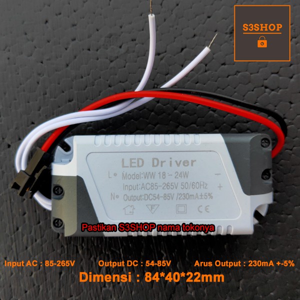 LED Driver 18W - 24W DC 230mA Casing Plastik