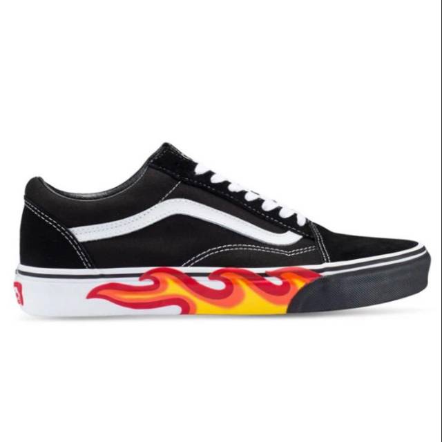 Vans Old Skool Flame Cut Out Black True White