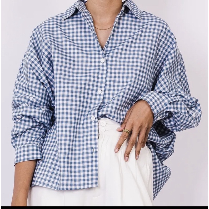 Oversized shirt checkered tosca Fashion Today/8wood