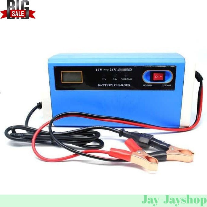 Charger Aki Mobil Motor Lead Acid 12-24V 10A with LCD