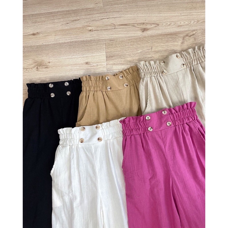 Celana Rumi Pink Fanta Fucshia // Bawahan Celana Kulot Wanita Katun Linen Premium Fucshia