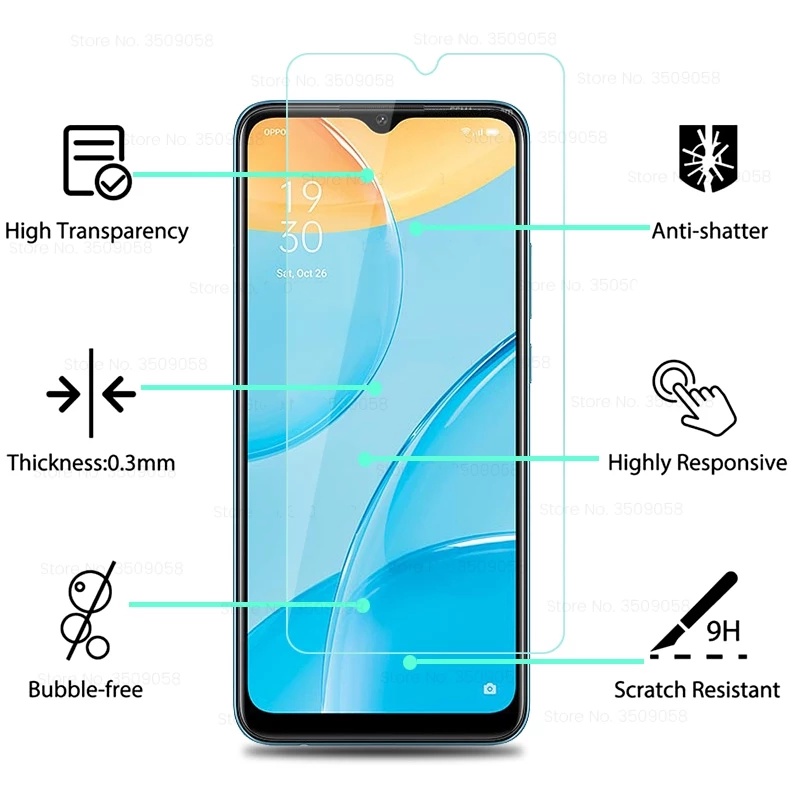 3-in-1 Clear Tempered Glass OPPO A57 A17 A16K A16 A55 A54 A15SS A15 A95 Reno 6Z Reno 6 A94 A54 A59 F1S A52 A92 A5S A7 A3S A12 A12E A9 A5 A31 2020 A53 A32 A72 F7 F9 F11 Pro Camera Lens Back Film Screen Protector