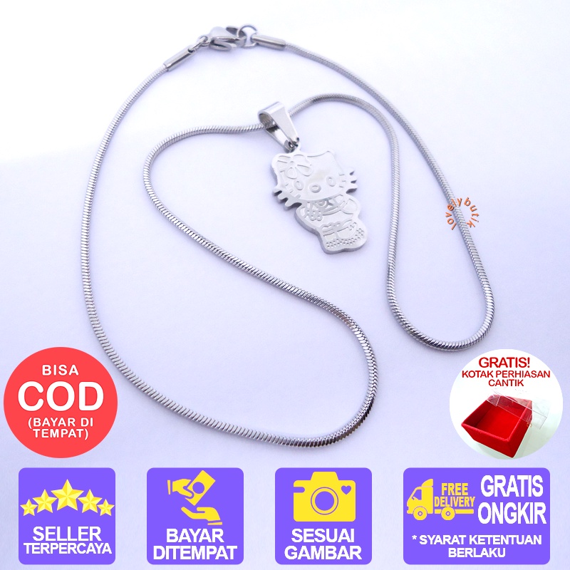 Lovelybutik - Kalung Titanium Anak Anti Karat Kalung Anak Shoes Warna Emas Silver BONUS KOTAK PERHIASAN