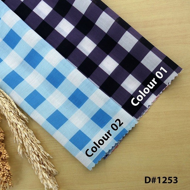 Kain Katun/Kain Katun CVC Motif Kotak D-1253- GROSIR (50 yard/roll) - Katun Jepang