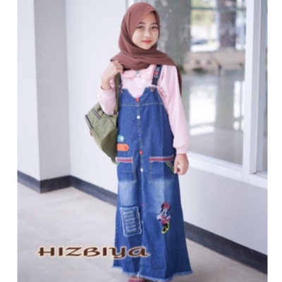 new style OVERALL MIDI DRESS JEANS WASH HQ untuk anak umur 2-12 thn