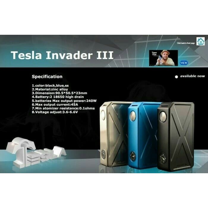 Vape Tesla Invader 3 / III SEMI MECHA MOD 240W Vape