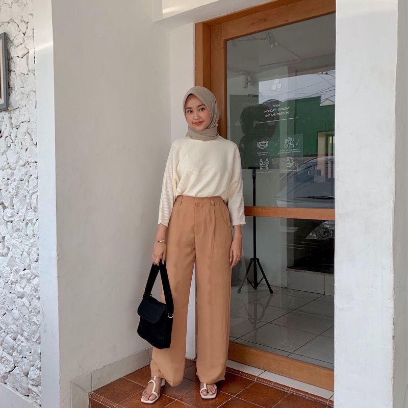 Yora Pants Wanita Celana Chino Wanita Korea Long Wide