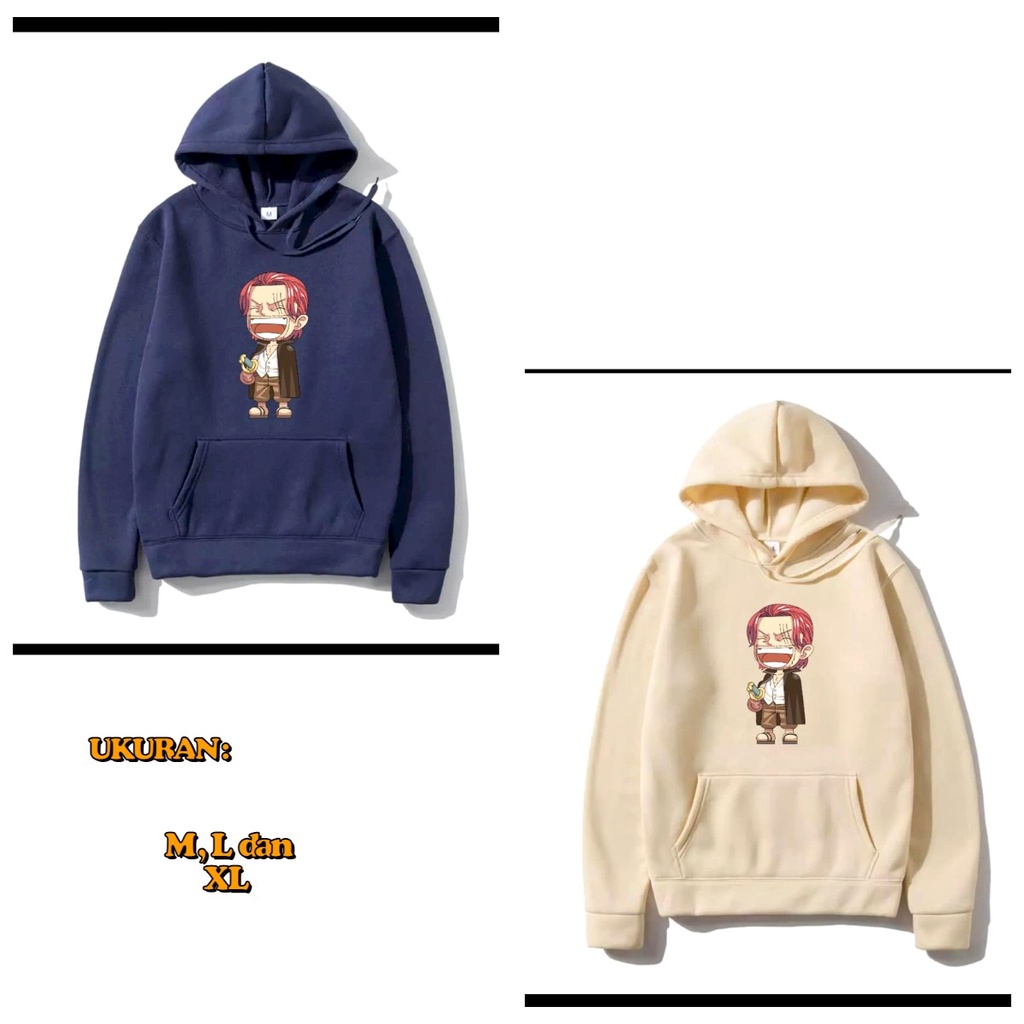 MUKZHOP - HOODIE SHANKS ONEPIECE / hoodie kece / motif luffy / sweater keren / distro / fashion pria / terbaru / termurahMUKZHOP - HOODIE  ONEPIECE / hoodie kece / motif luffy / sweater keren / distro / fashion pria / terbaru / termurah