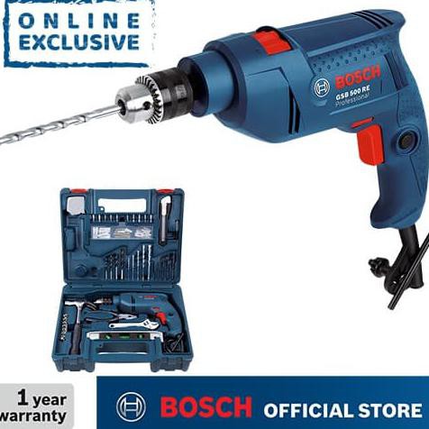 -READY- BOSCH BOR TEMBOK LISTRIK DENGAN PERKAKAS TANGAN 10MM 500W GSB 500 RE