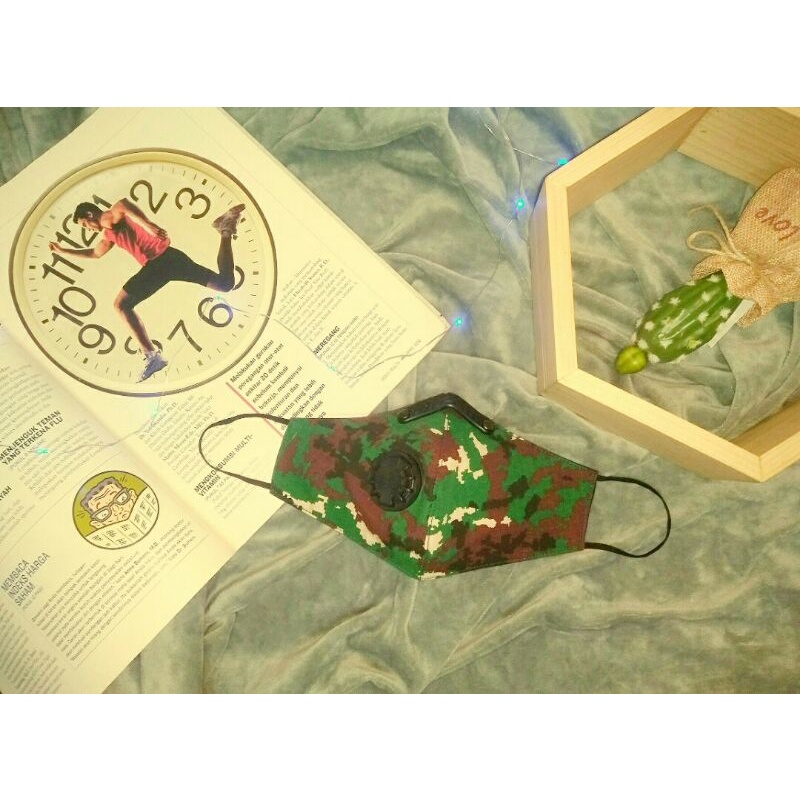 MASKER KAIN TNI POLRI VENTILATOR,MASKER KAIN 3 LAPIS,MASKER TNI AD LORENG PREMIUM