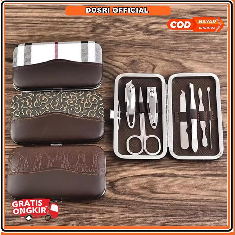 [BISA COD] Manicure Pedicure Set 7 in 1 Gunting Kuku Nail Art Set Dompet Meni Pedicure kikir kuku pinset korek kuping