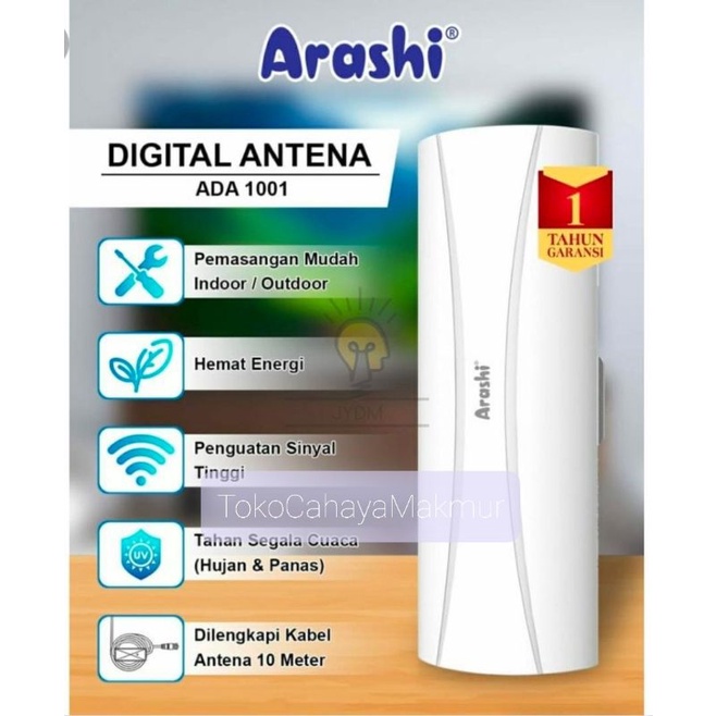 Arashi Antena TV Digital ADA 1001 HDTV Indoor/Outdoor/Anti UV 10 Meter