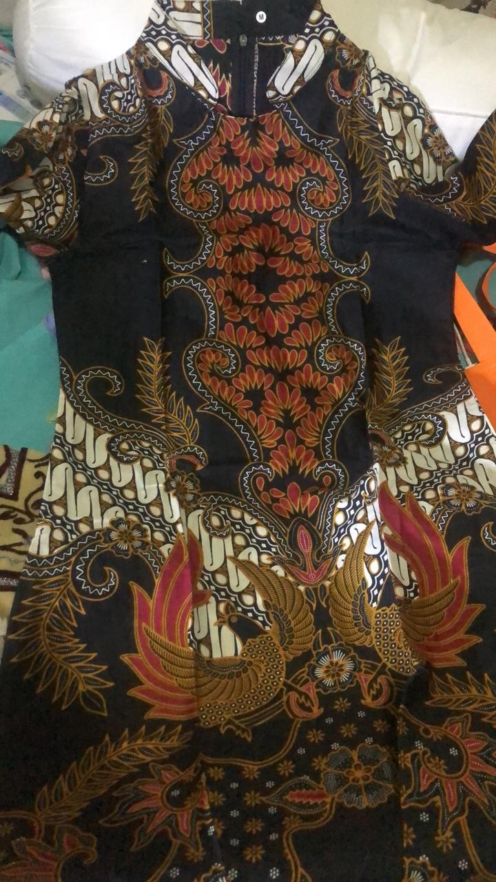 Fashion Atasan Batik Pria Wanita Anak Couple Keluarga Seragam Formal Motif Merah Hitam Termurah