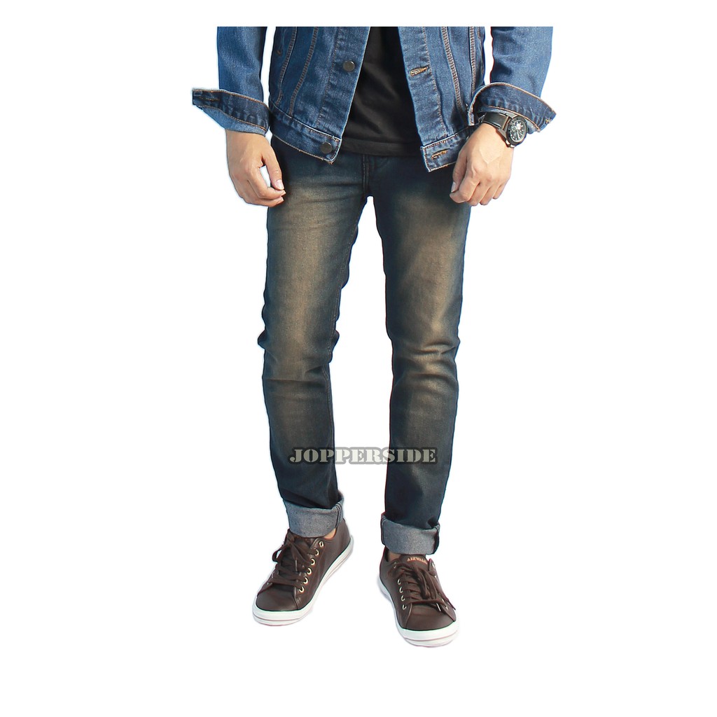 JOPPERSIDE HITBACK CELANA PANJANG JEANS PRIA ORIGINAL DENIM DONGKER NAVY GELAP PUDAR