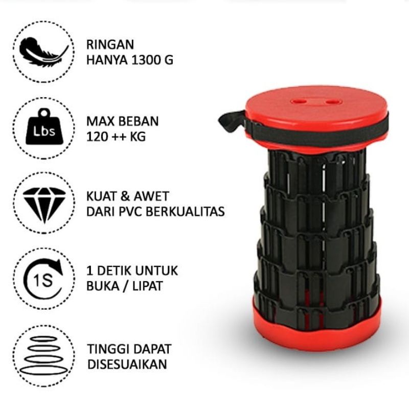 Kursi Piring Lipat Camping Kursi Lipat Outdoor Portable Bentuk Bundar Kursi Gunung Bangku