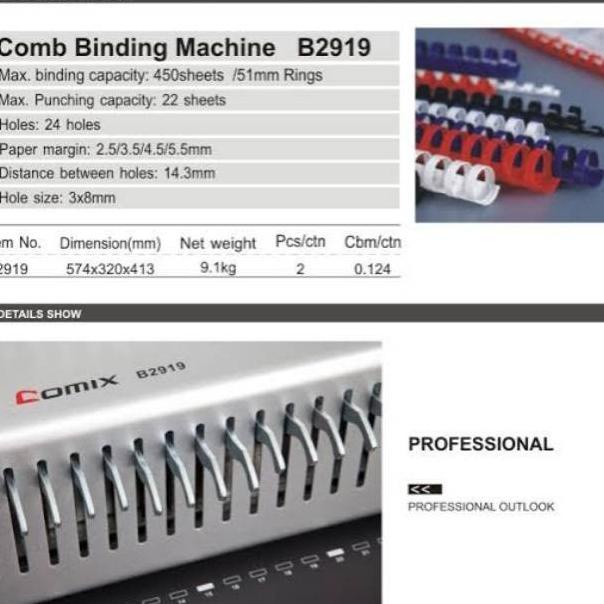 

Mesin Jilid Comix B2919 Ukuran F4 Folio Alat Binding