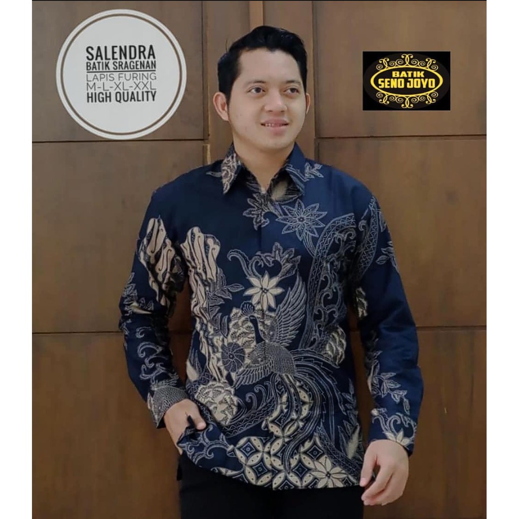 SALENDRA PANJANG kemeja batik NAVY PREMIUM pria lengan panjang terbaru ORIGINAL BY  SENO JOYO