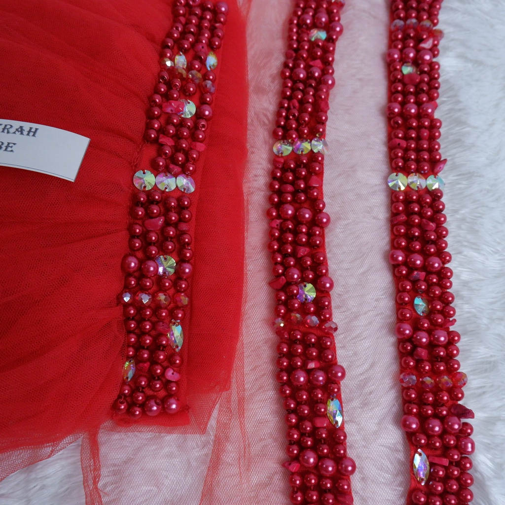 Set Veil Mutiara Susun Slayer Mutiara Susun maron-merah cabe