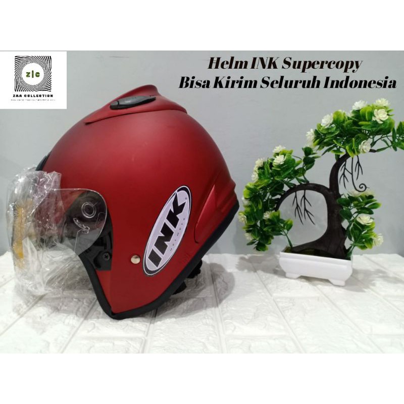 Helm INK SUPERCOPY Centro dan Double Visor Kaca Hitam Busa Tebal-Centro Marun Doff