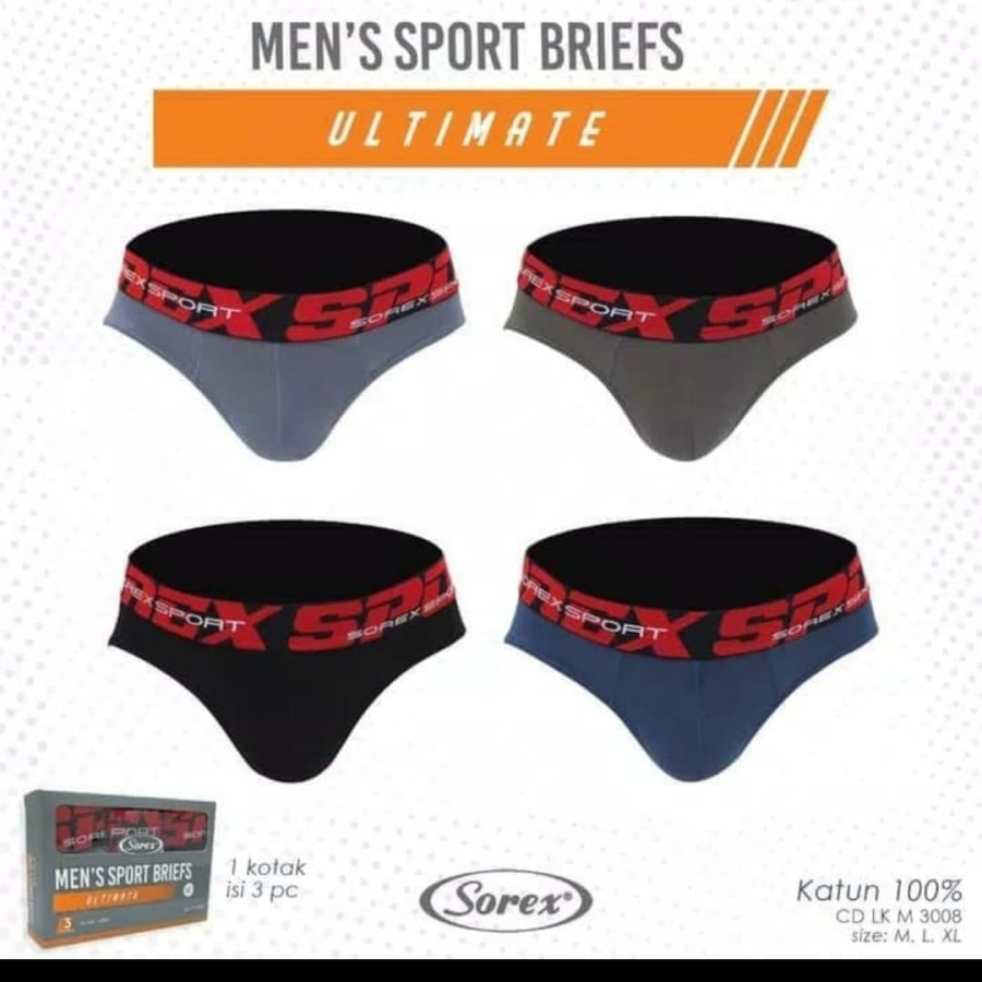 cd celana dalam segitiga pria sorex m 3007 3003 3008 3201 3001 men briefs katun .