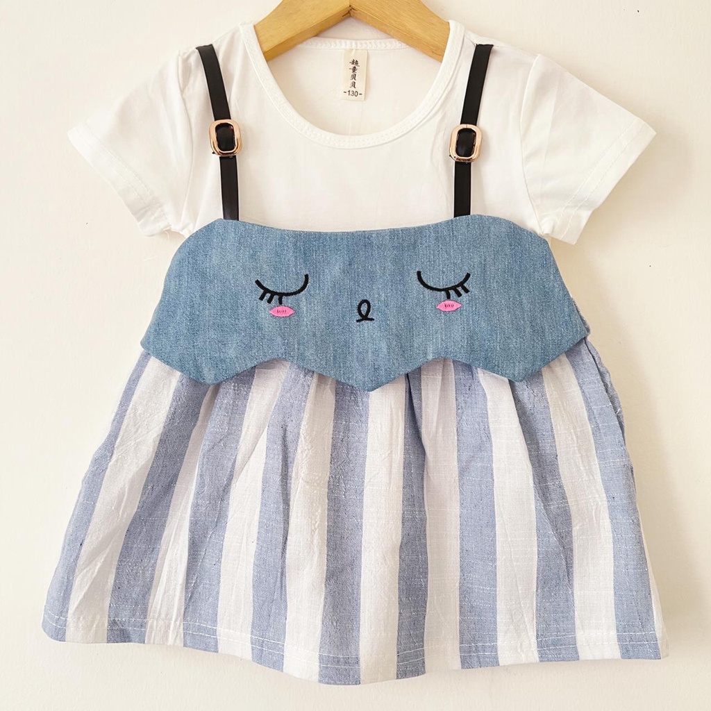 SIMPLE MEOW / LUCKY CAT / PEACHY / PRINCESS SWAN SLEEPING BEAUTY MIKADO POLKIA SHANDY DRESS Baju Dress Bunga Bandana Sepatu Pergi Lucu Fashion Anak Bayi Perempuan Cewek Import