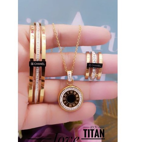 TiTanium set gelang kalung dan cincin y929393