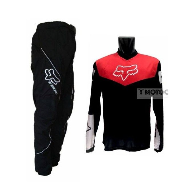 Baju + Celana Motorcross Trail Foxx Black Red