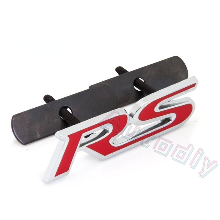 Emblem Logo RS FIT JAZZ GK5 Civic Red Metal RS Logo Front Grille RS Emblem Logo HONDA With Screw Set (9 * 2.5cm) Metal Steel