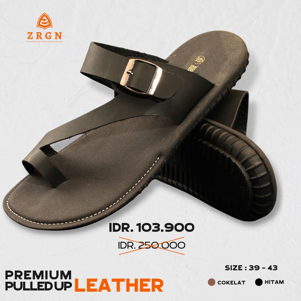 ZRGN x BURITO - Sandal Jepit Kulit Asli Pria Wanita Kasual Santai Rumahan - Sendal Capit Remaja Cowo