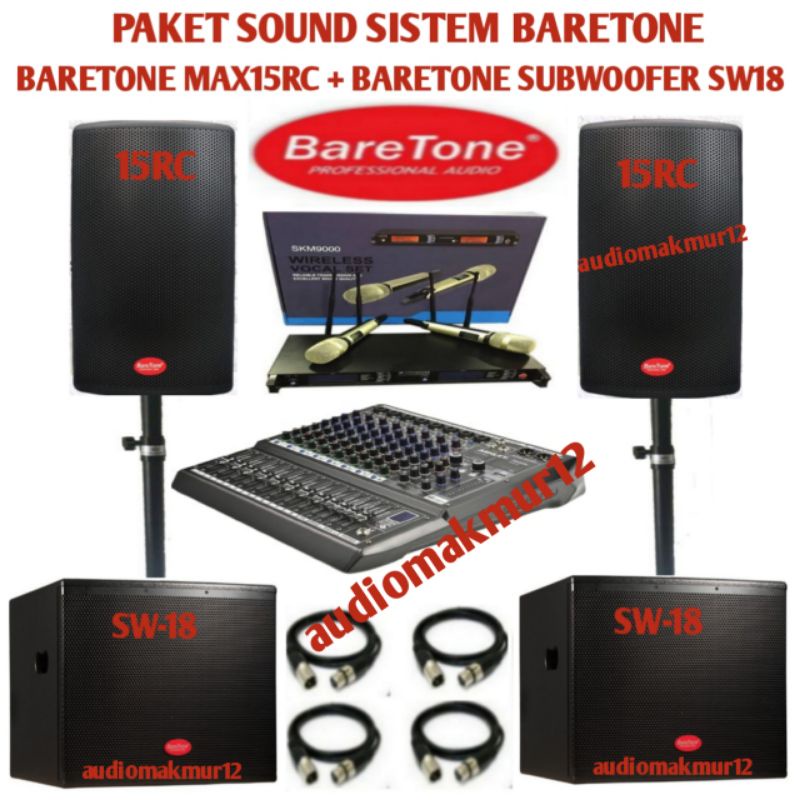 Paket profesional sound system speaker aktif baretone MAX15RC + subwoofer baretone aktif sw18 18inch