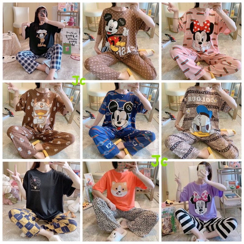 JC- SETELAN BAJU TIDUR PIYAMA WANITA IMPORT CP / Stelan Oversize Korea CP import / Stelan wanita murah import