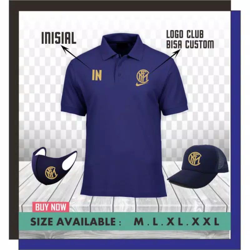 BAJU POLO INTER MILAN FREE INISIAL + FREE MASKER + TOPI