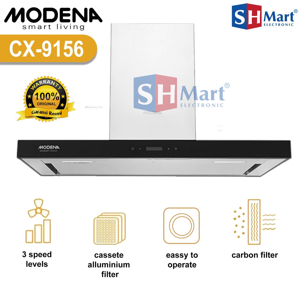 COOKER HOOD MODENA 90 CM CX-9156 / MODENA CHIMNEY HOOD CX9156 GARANSI RESMI