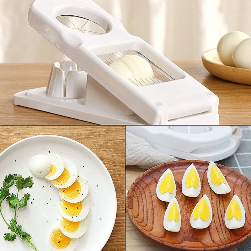 AVVET Alat Pemotong Telur 2 in 1 Pemotong Buah Mudah Praktis Egg Slicer Cutter dengan 2 in 1 Pengiris Telur Multifungsi