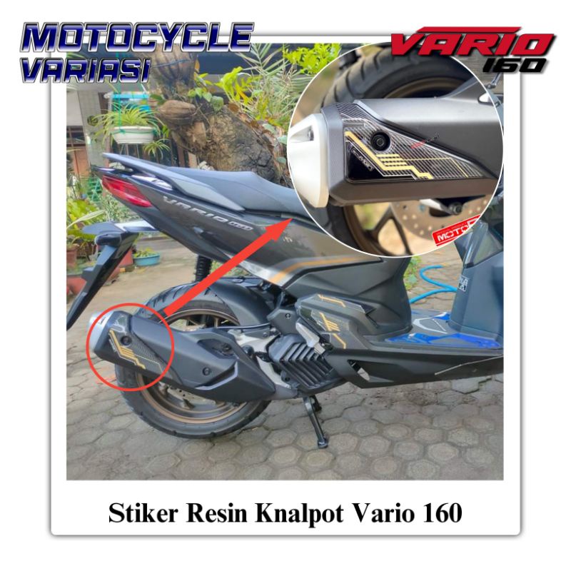 MOTOPAD27 Sticker stiker COVER KNALPOT NEW HONDA VARIO 160 Resin Timbul Premium Presisi