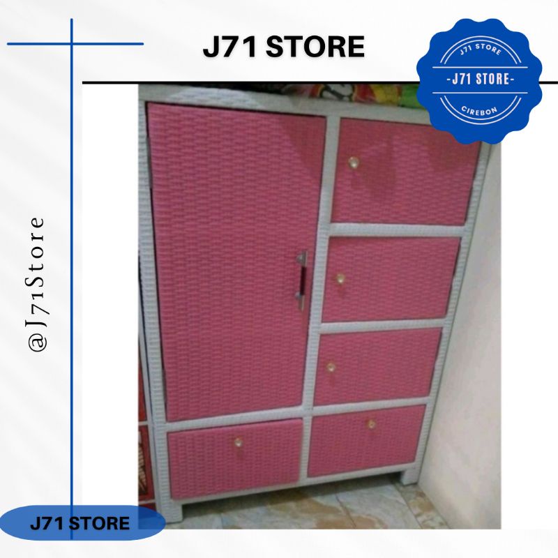 Lemari Rotan Sintetis 1 pintu + 3 Laci