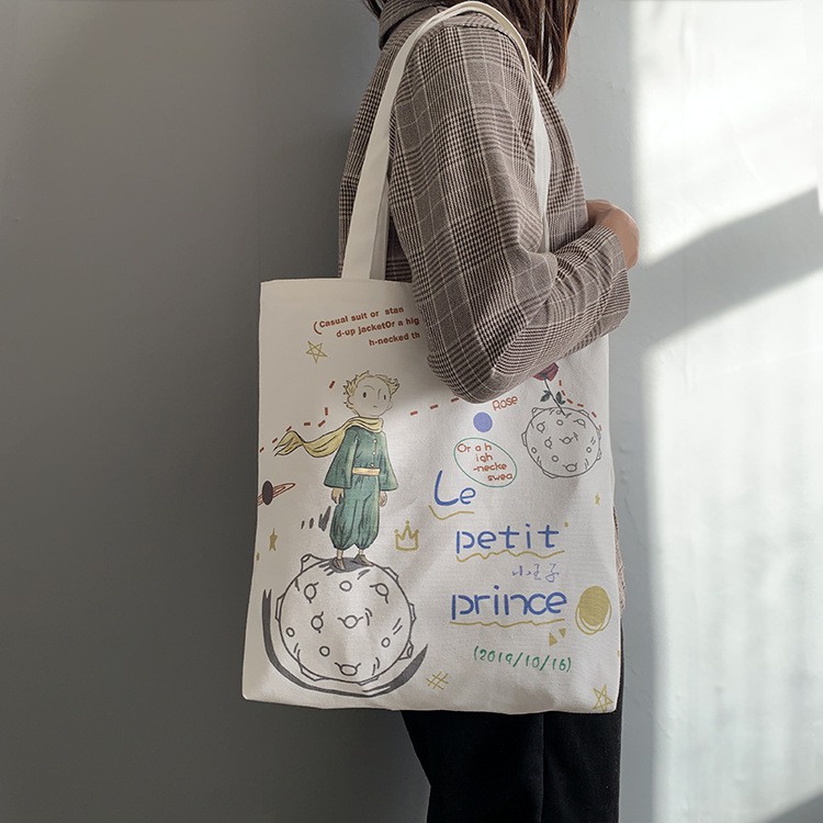 TC-23 tas kanvas canvas bag wanita import korea jepang petit prince the little prince