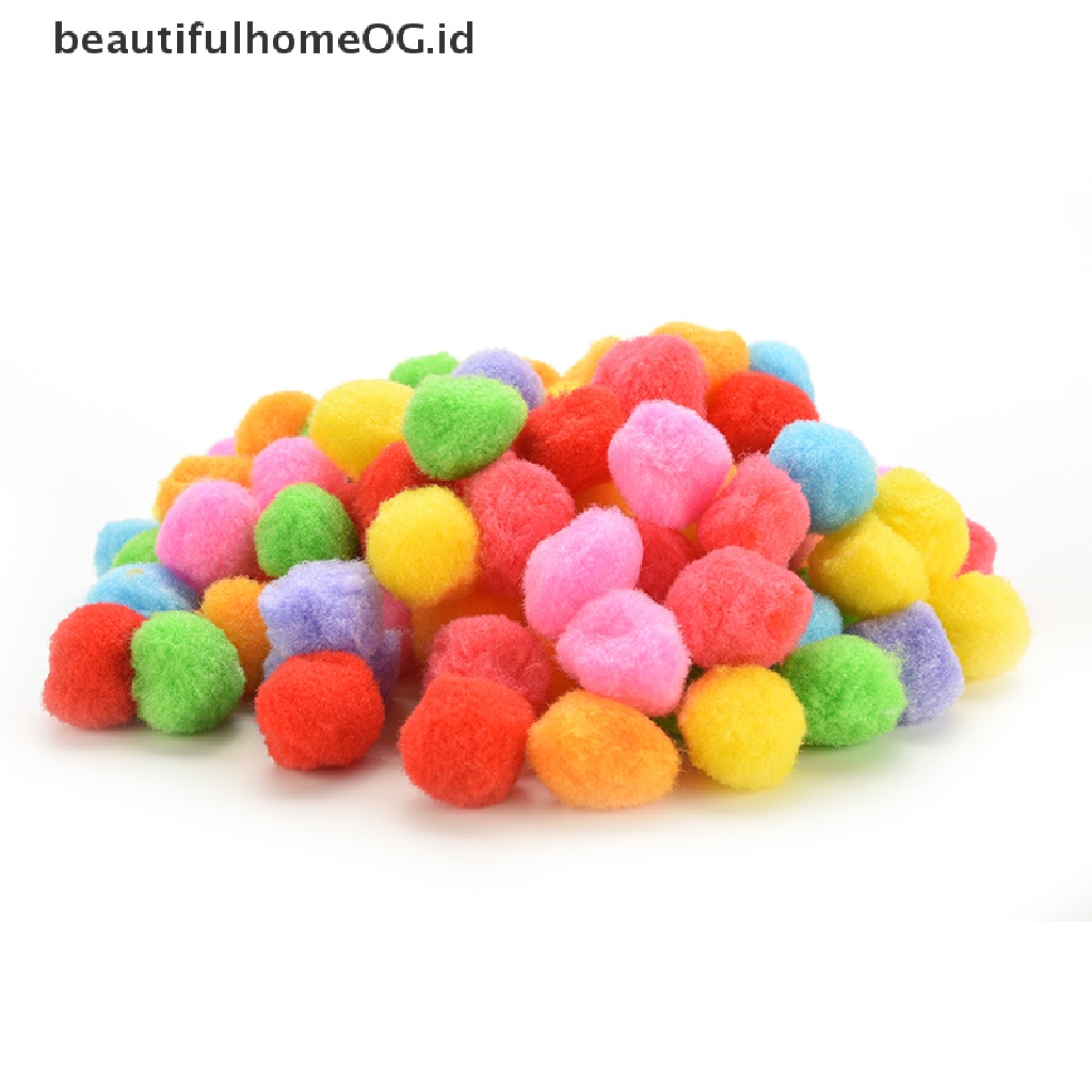 100 Pcs Pom Poms Ukuran 10mm 20mm 30mm 40mm Warna Campur Untuk Kerajinan Anak