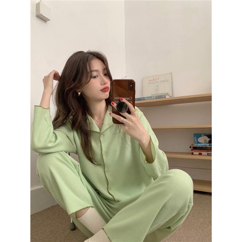BAJU TIDUR WANITA SETELAN BAJU TIDUR WANITA BAJU TIDUR PIYAMA BAJU TIDUR WANITA DEWASA PAKAIAN TIDUR WANITA BAJU TIDUR WANITA LENGAN PANJANG PIYAMA BAJU TIDUR MURAH PIYAMA PANJANG PIYAMA LENGAN PANJANG BAJU TIDUR KOREA PIYAMA KOREA SENA SLEEPWEAR HIJAU-1