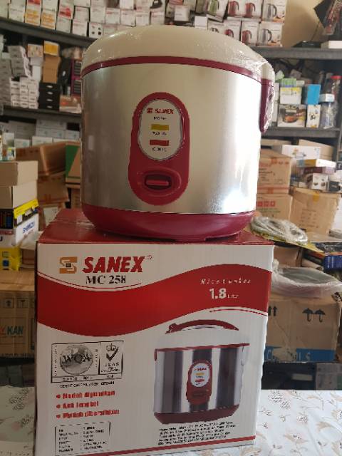 Sanex Rice Cooker 1.8 Liter 3 In 1 MC 258 Body Stainless / Merah Putih / Hijau / Hitam Emas / Ungu Biru