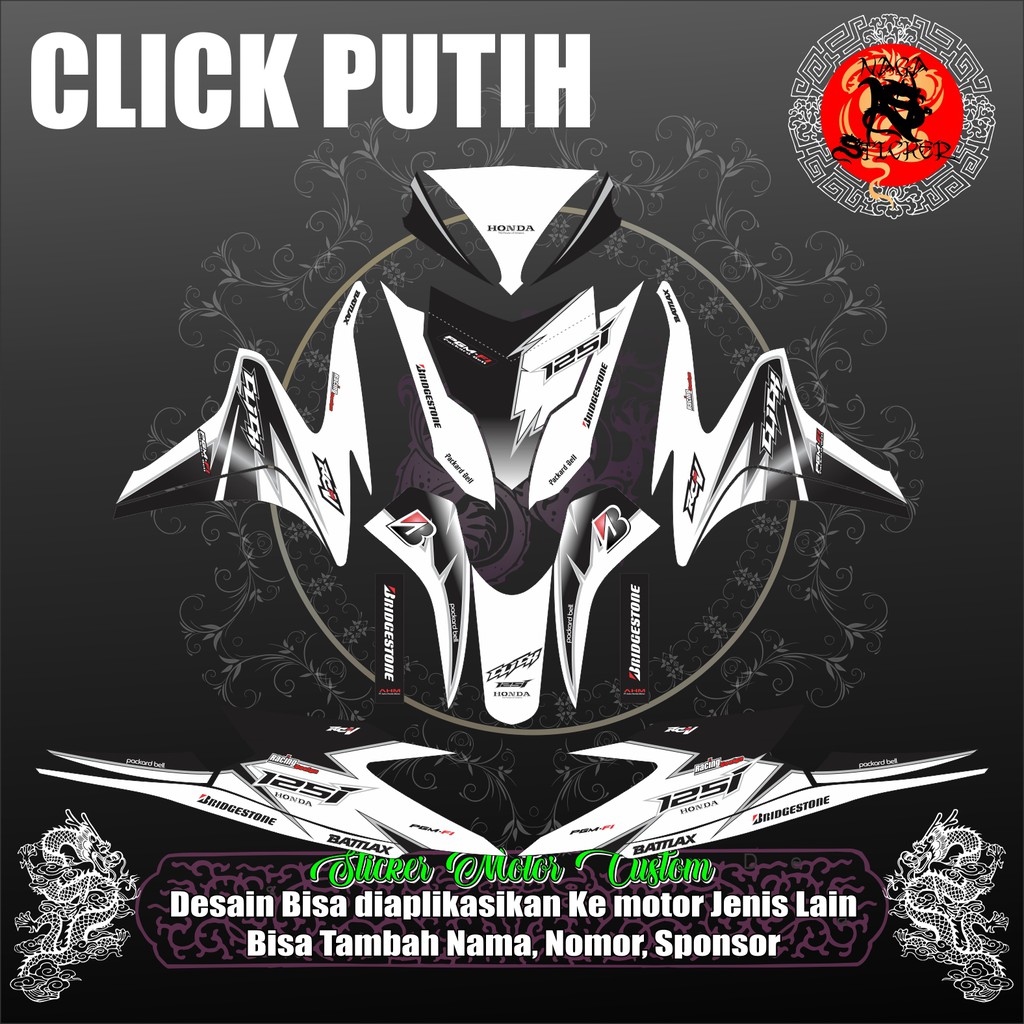 DECAL STICKER FULL BODY HONDA VARIO 125 OLD CLICK PUTIH
