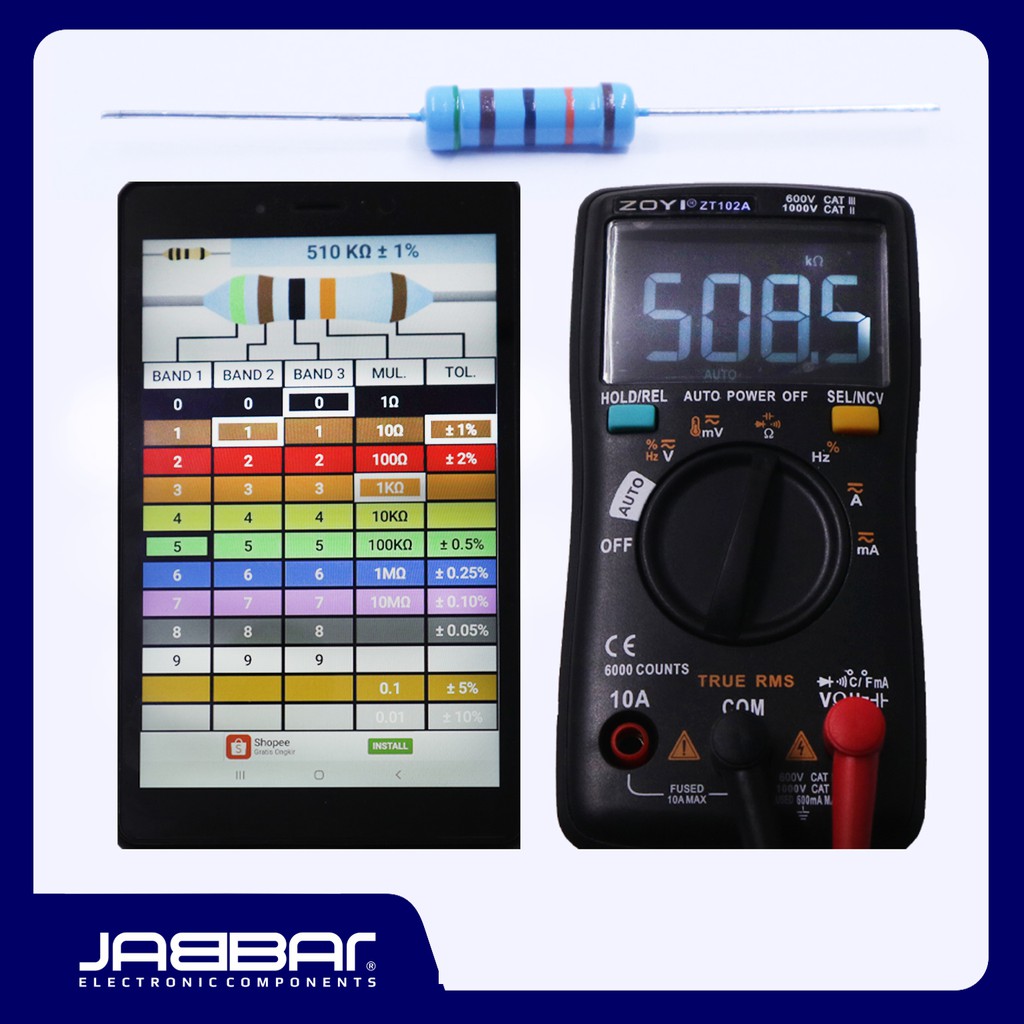 RESISTOR 510K OHM 2W 1% DIP - BIRU - 10PCS