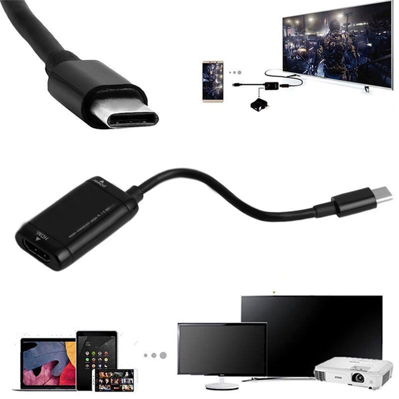 （✔✔❤Kabel Adapter USB 3.1 Tipe C to HDMI Warna Hitam Untuk MHL Android Tablet