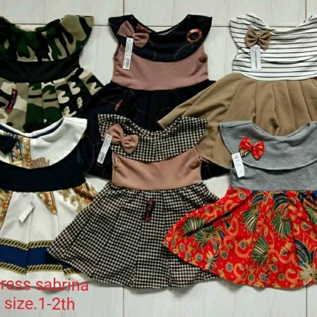 Dress Shabrina 1-2 tahun dress anak baju anak shabrina kerah