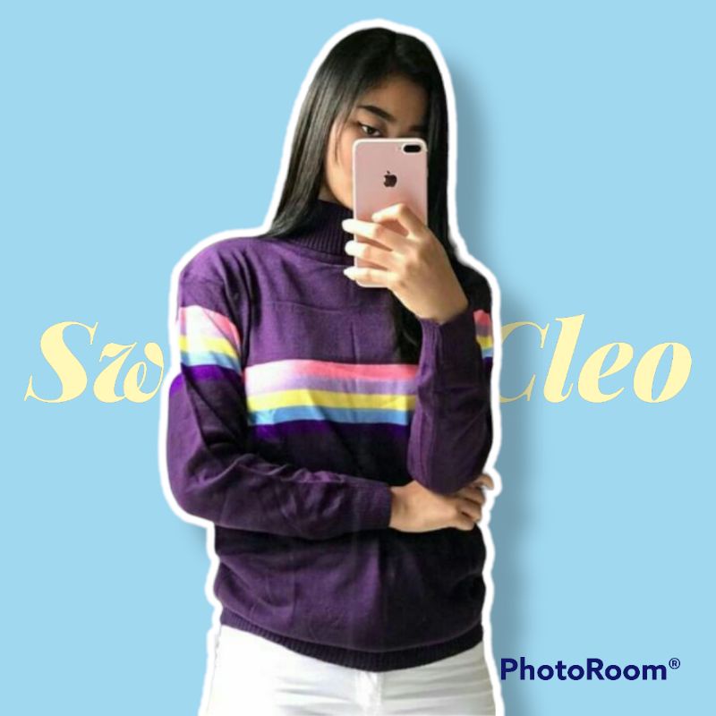 Sweater Turtleneck Rajut Baju Rajut Pelangi - Sweater wanita - baju wanita