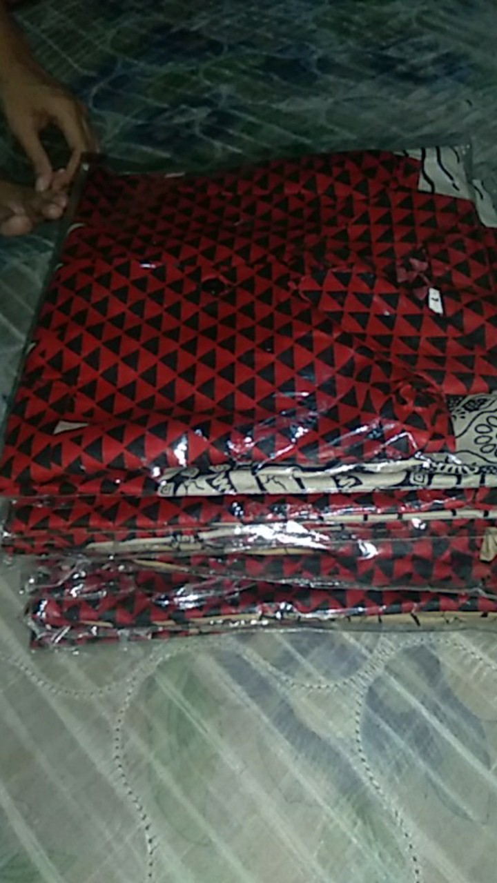 Batik Couple Keluarga Sania Ruffle Ori Ndoro Jowi Dnt Motif Bara Api Merah