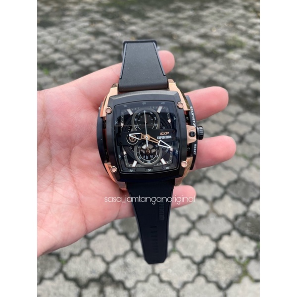 Jam Tangan Expedition EXP 3008 Original Black Rosegold Pria