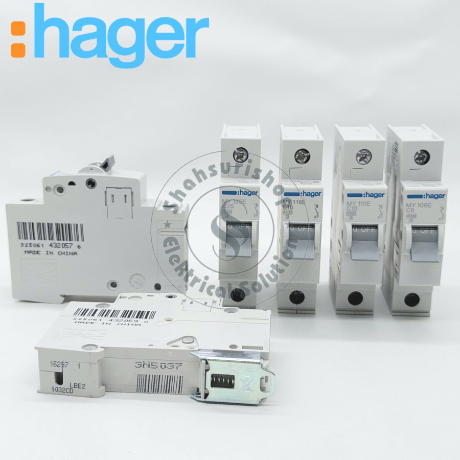 HAGER MCB 1P 1 PHASE 6 10 16 20 25 32 40 AMPER 4,5KA TYPE C MY SNI